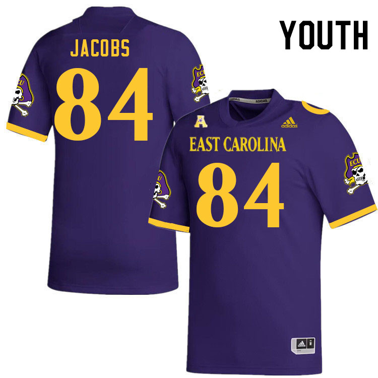 Youth #84 Melvin Jacobs ECU Pirates College Football Jerseys Stitched-Purple